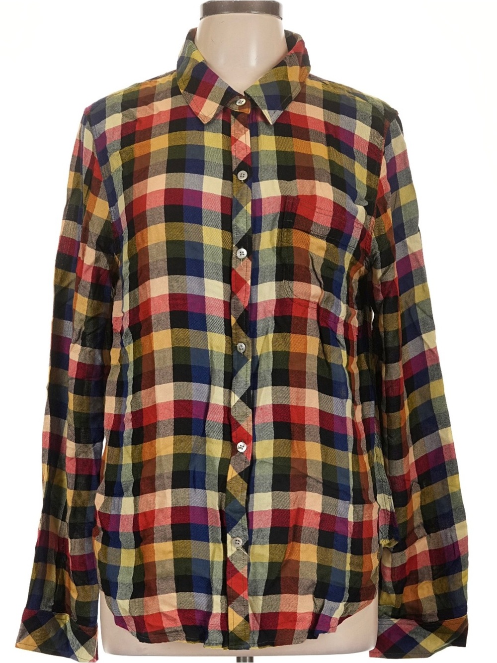 NWT Faherty Check Plaid Piper Button Down Blouse Shirt L New - Picture 3 of 6